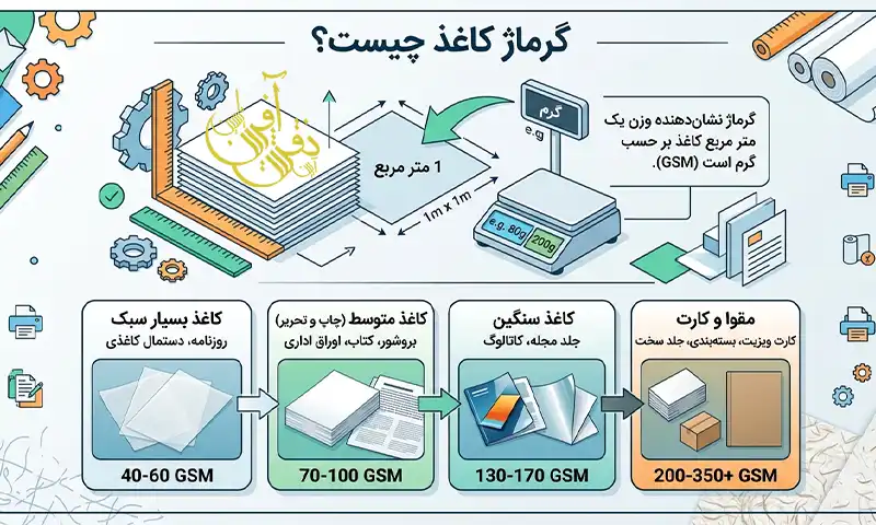 نمونه انواع گرماژ کاغذ کرافت برای بسته بندی و چاپ